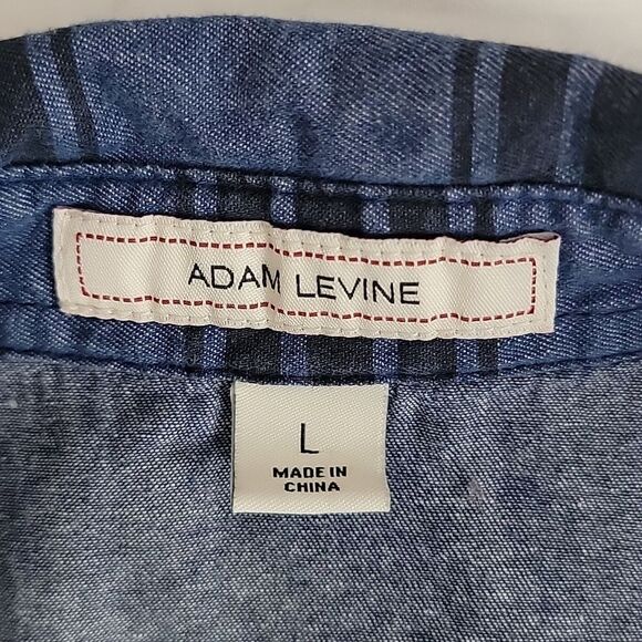 Adam Levine blue plaid button-down shirt Women's Size L - Picture 7 of 10